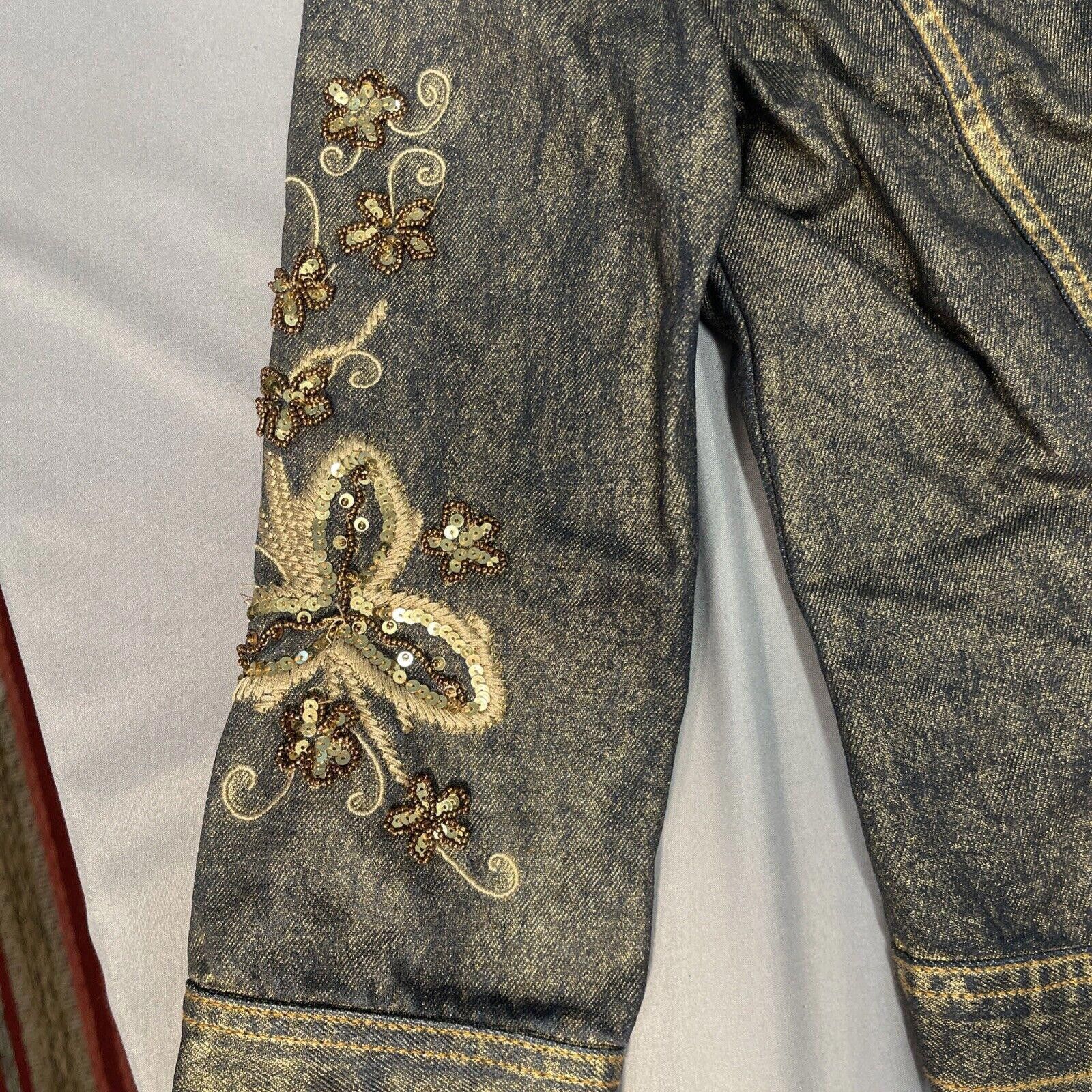 Designer Y2K 90s Jeanology Trucker Jacket SZ 6 Size M / US 6-8 / IT 42-44 - 3 Thumbnail