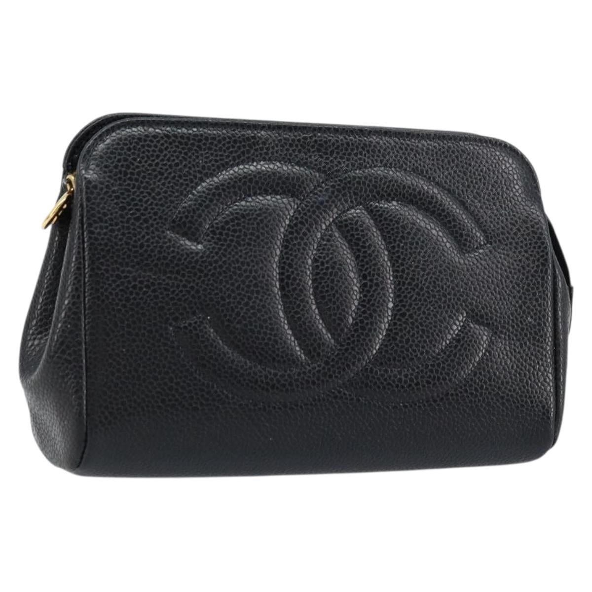 Chanel Chanel Pouch Caviar Skin Black Gold CC Size ONE SIZE - 1 Thumbnail