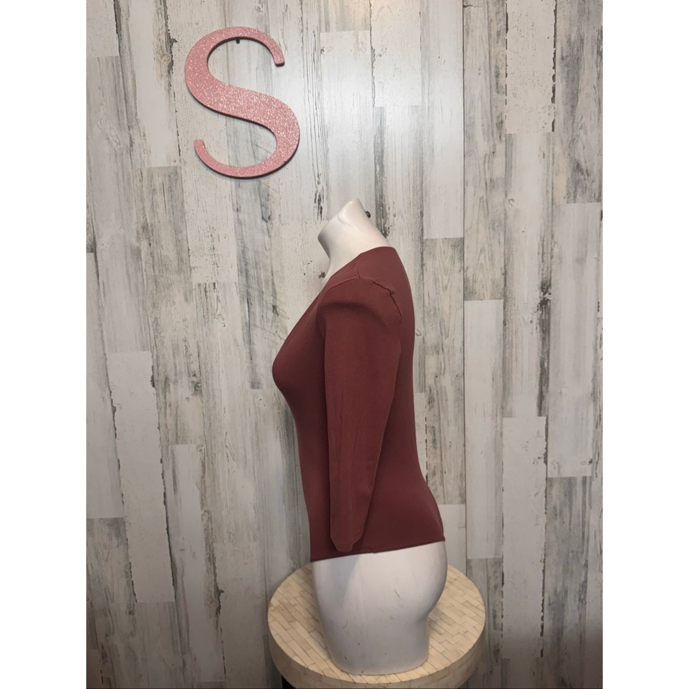 Other Rust Brown Deep V-Neck Long Sleeve Bodysuit – Size Small Size S / US 4 / IT 40 - 2 Thumbnail