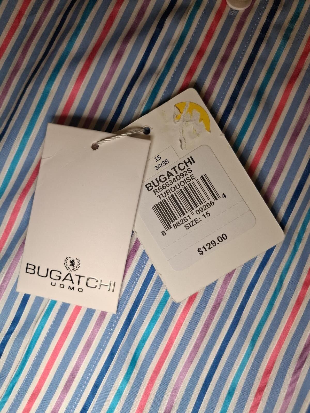 BUGATCHI NEW Bugatchi Uomo Dress Shirt 15-34/35 Small Multicolor Size US S / EU 44-46 / 1 - 3 Thumbnail