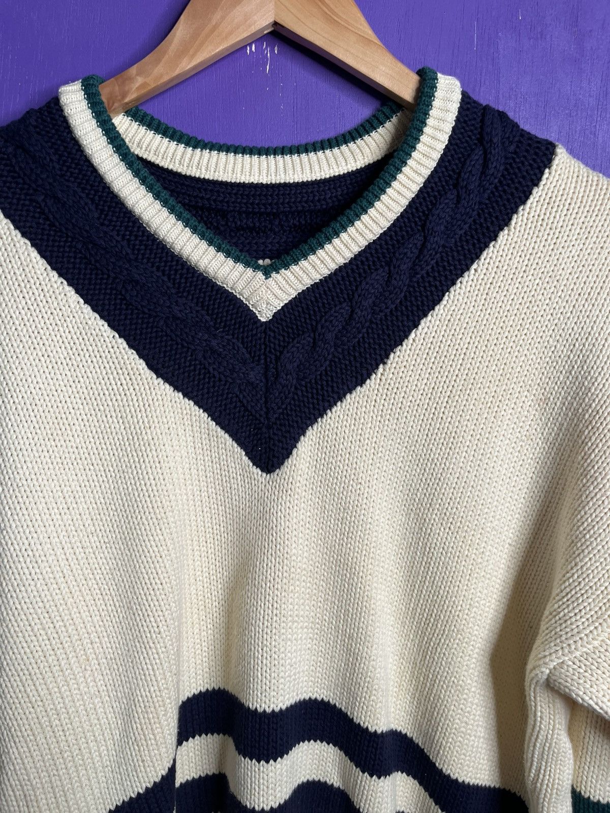 Gap × Vintage Vintage 90s GAP V-neck thick two tone sweater Size US M / EU 48-50 / 2 - 3 Thumbnail