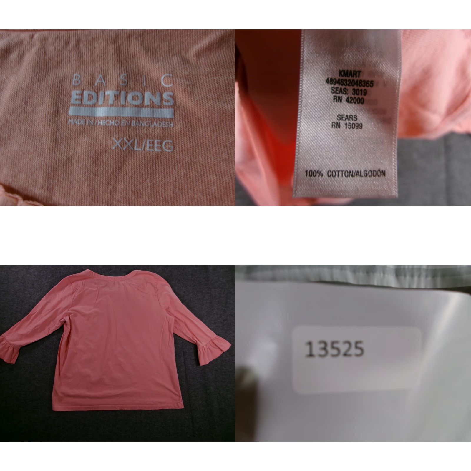 Basic Editions VINTAGE Basic Editions Women's Blouse 2XL Pink Ruffle Cuffs Casual Summer Officewear Size XXL / US 16-18 / IT 52-54 - 8 Thumbnail