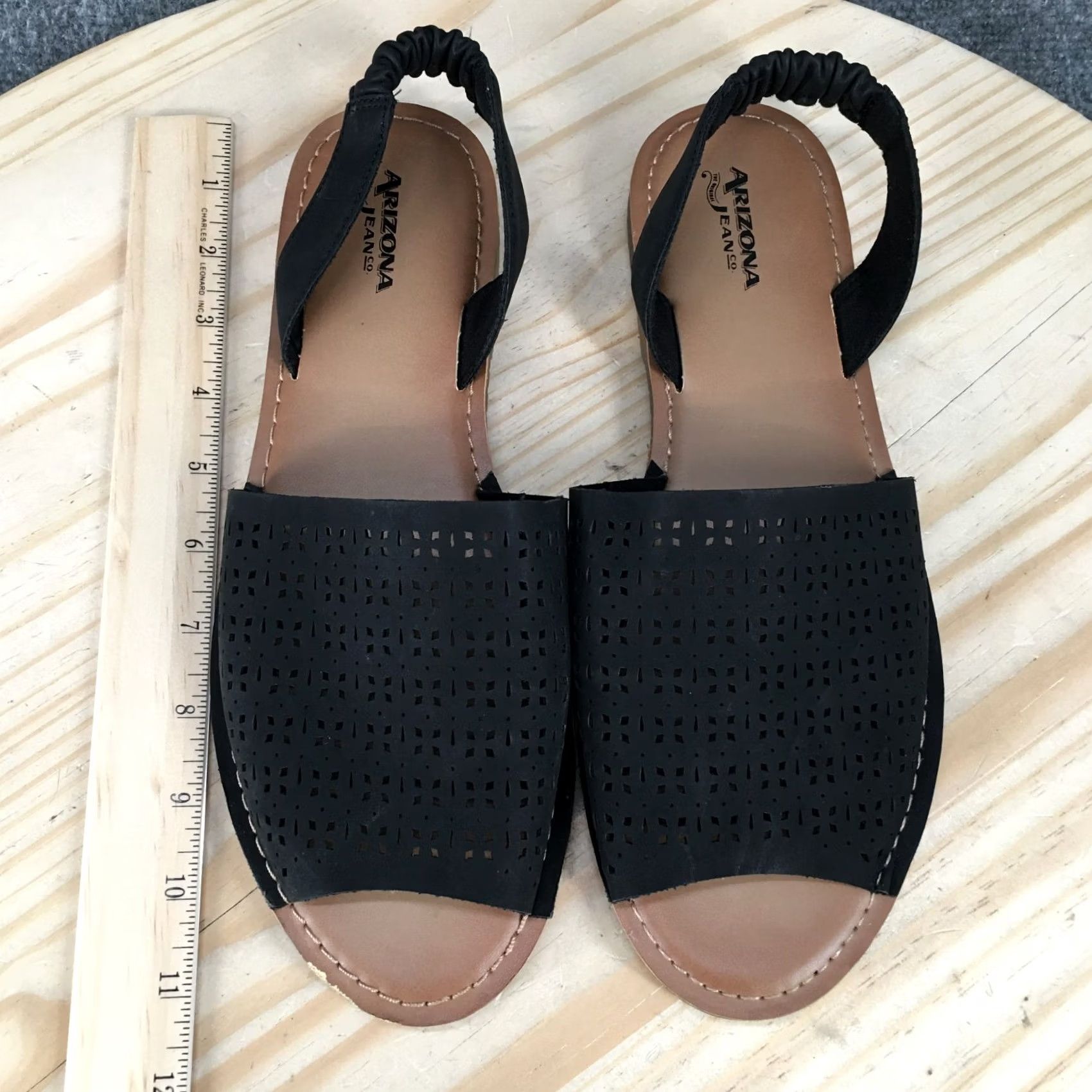 Vintage Arizona Jeans Co. Cutout Slingback Sandals Womens 11 Comfort Open Toe Black Shoes Size 32" / US 10 / IT 46 - 6 Thumbnail