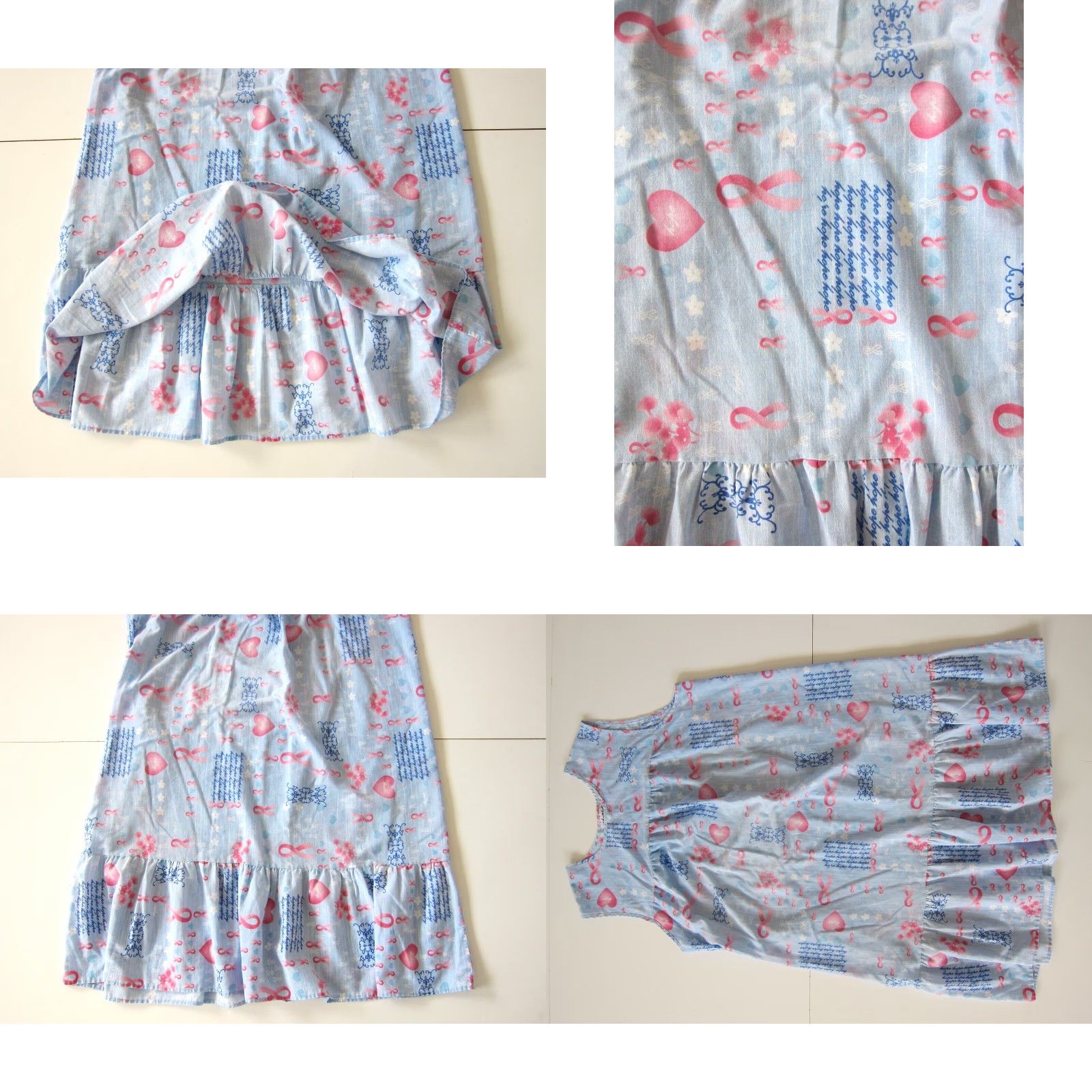 Vintage Anthony Richards Cotton Pink Blue Cancer Pink Ribbon Tank Dress Large Size L / US 10 / IT 46 - 8 Thumbnail