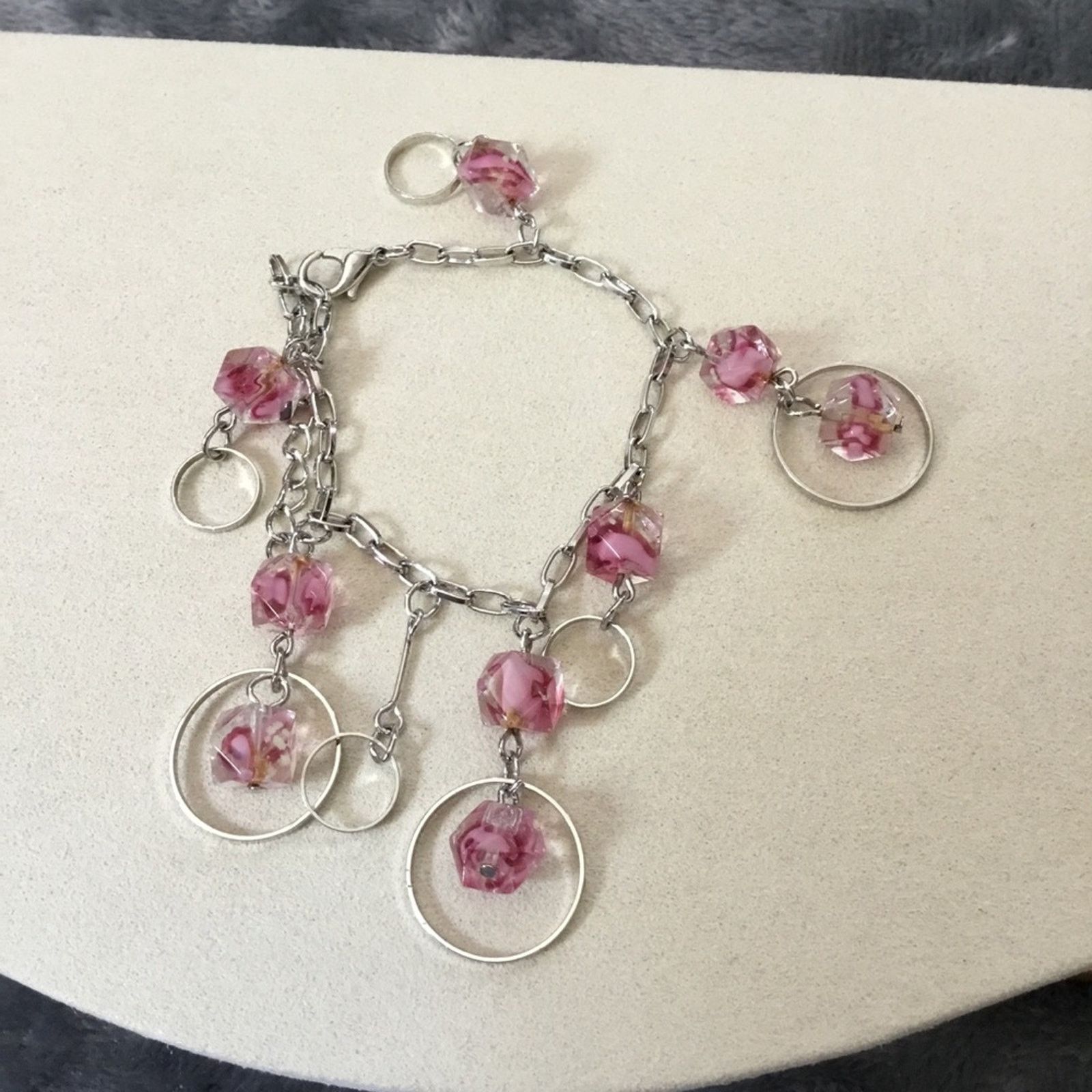 Other Silver Multi-Pink Crystal Bracelet Size ONE SIZE - 2 Thumbnail