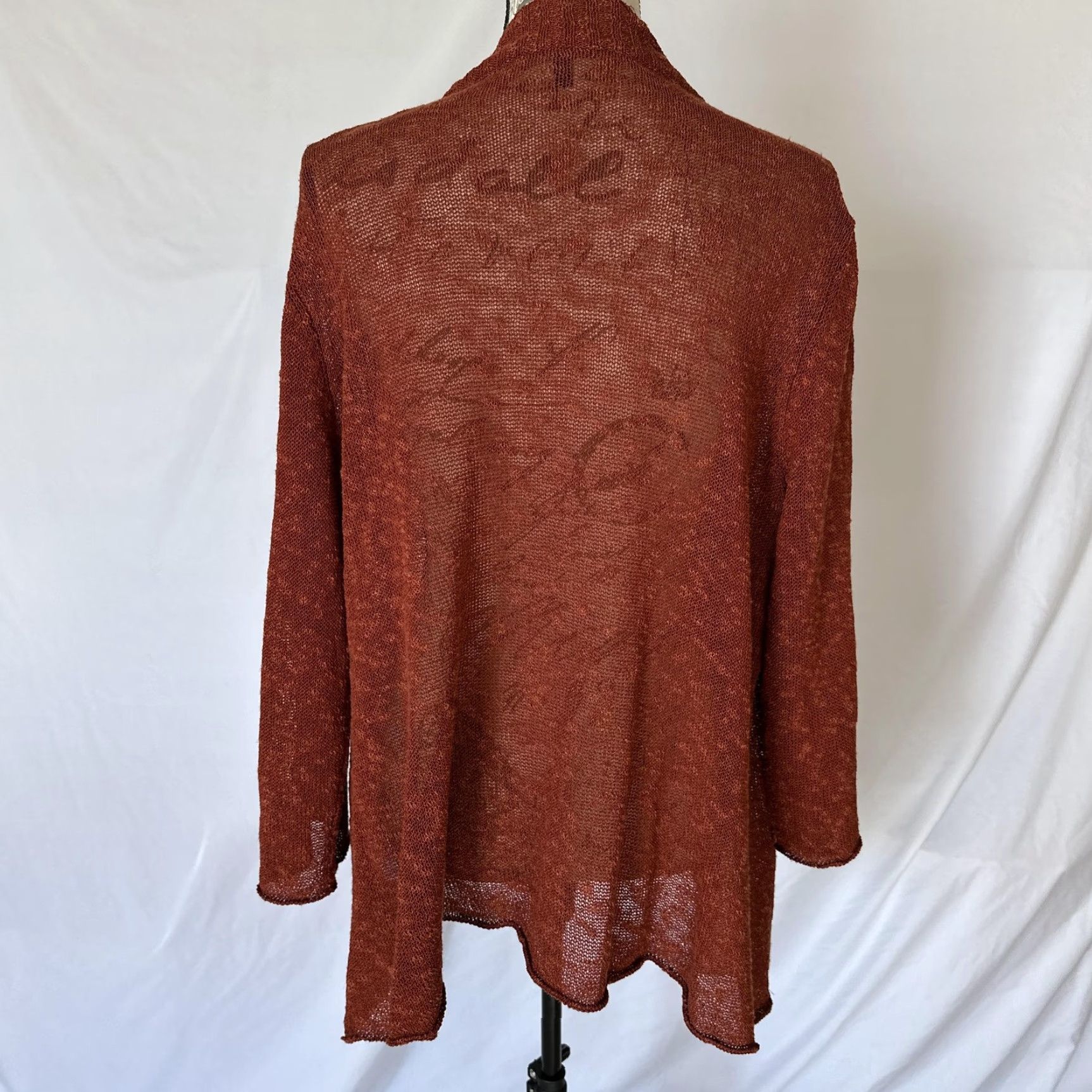 Eileen Fisher Eileen Fisher Cardigan Sweater Womens 1X Rust Open Knit Lightweight Draped Bohemian Size XL / US 12-14 / IT 48-50 - 5 Thumbnail