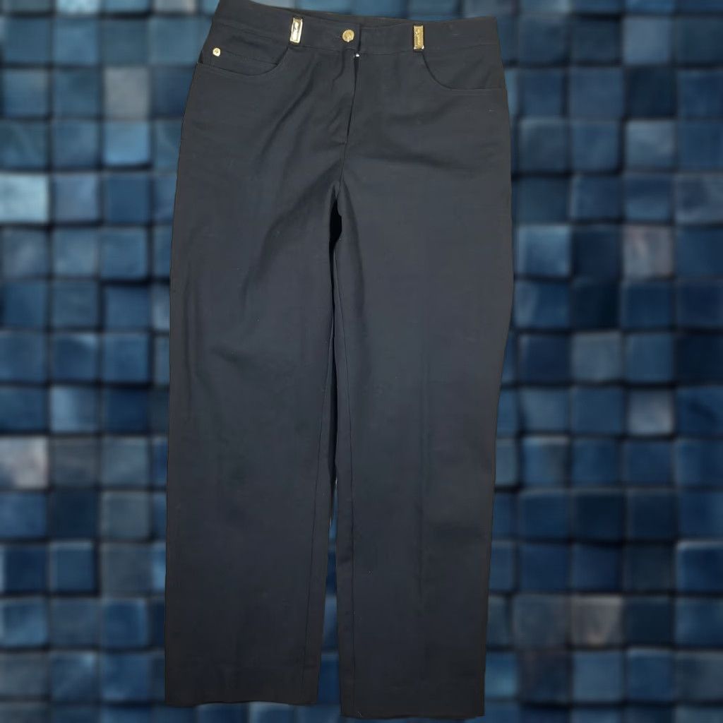 Vintage St John Sport Women's Pants Size 10 Black Cotton Spandex Straight Leg Workwear Casual Size 32" / US 10 / IT 46 - 1 Thumbnail