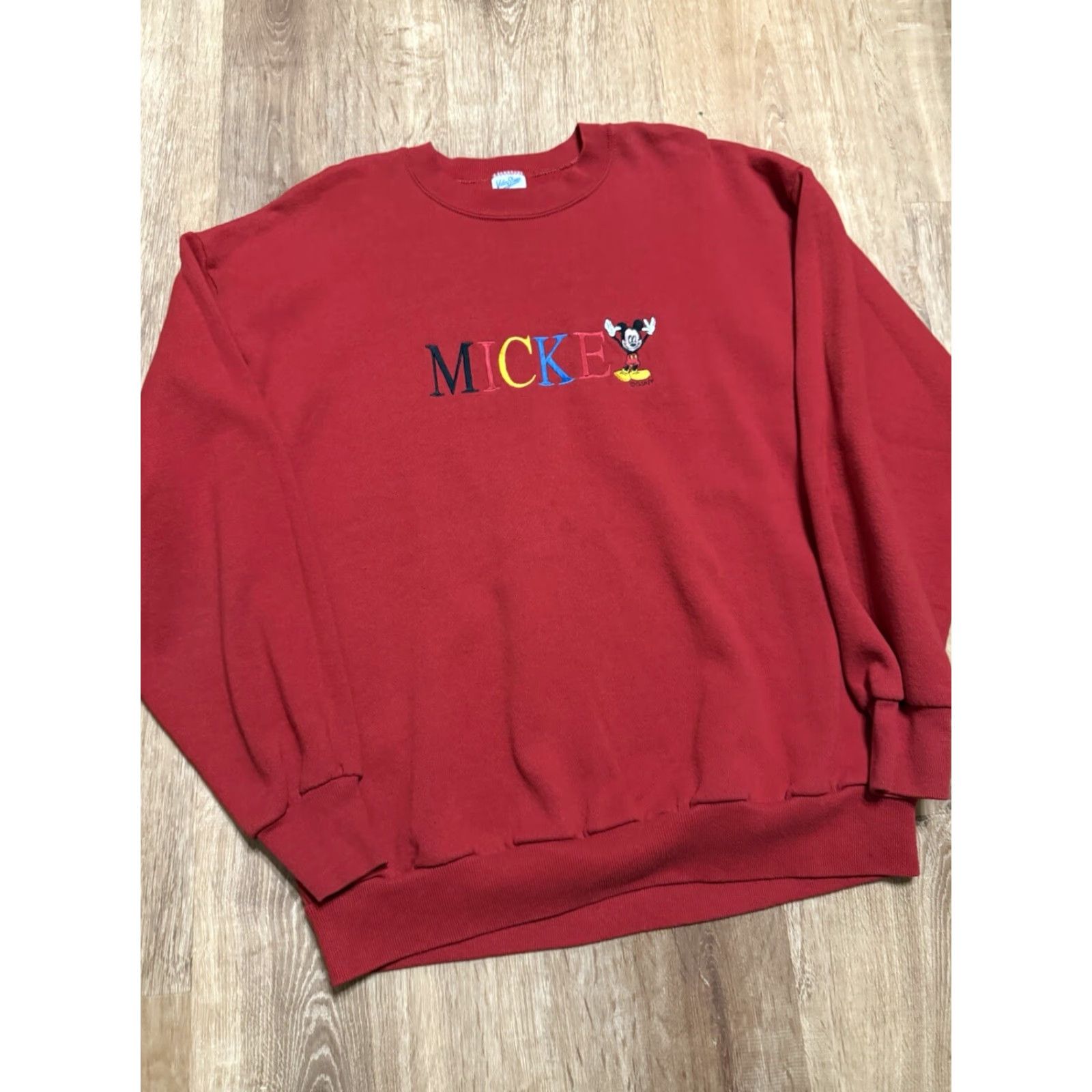 Velva Sheen VINTAGE Mickey Mouse Sweatshirt XL Red Velva Sheen Crew Neck Long Sleeve Red Mens Size US XL / EU 56 / 4 - 5 Thumbnail