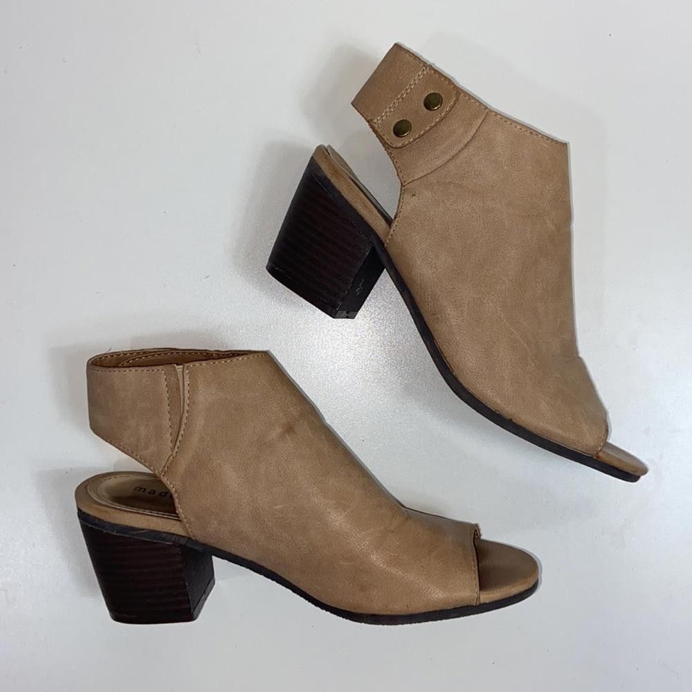 Designer Madden Girl I Tan Warnerr Open Toe Heel Size 7.5 Size US 7.5 / IT 37.5 - 1 Thumbnail