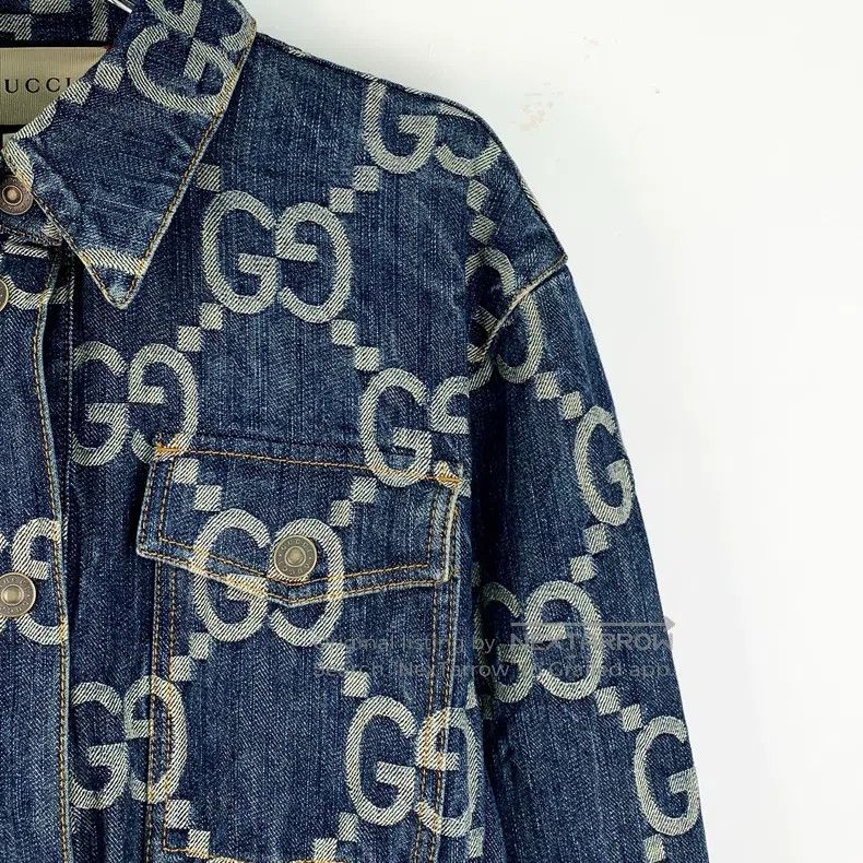 Gucci Gucci Dark blue logo jacquard full-print cotton lapel sing Size 27" / US 4 / IT 40 - 3 Thumbnail