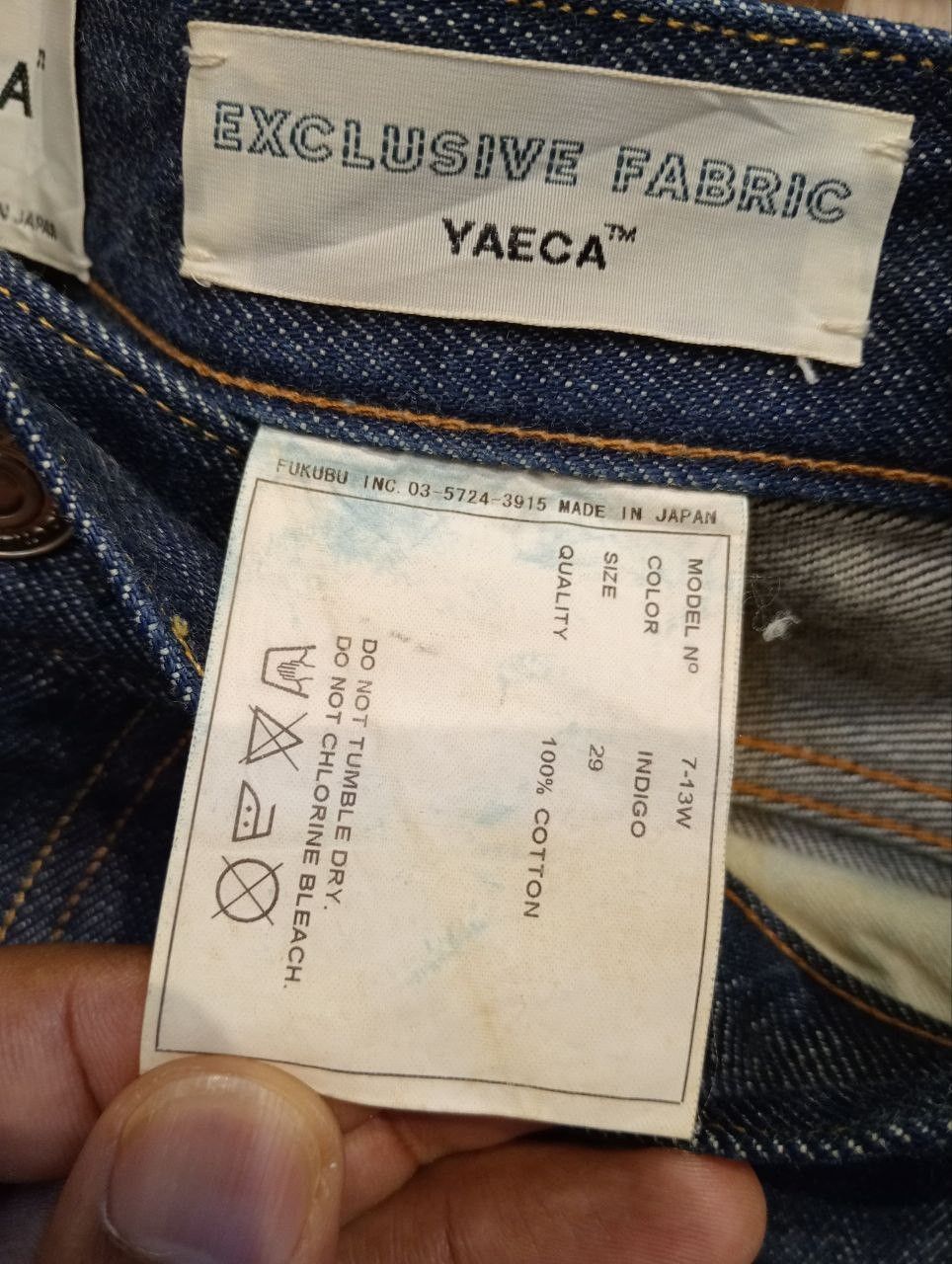 YAECA YAECA JAPAN 7-13W EXCLUSIVE FABRIC INDIGO DENIM PANTS Size US 29 - 7 Thumbnail