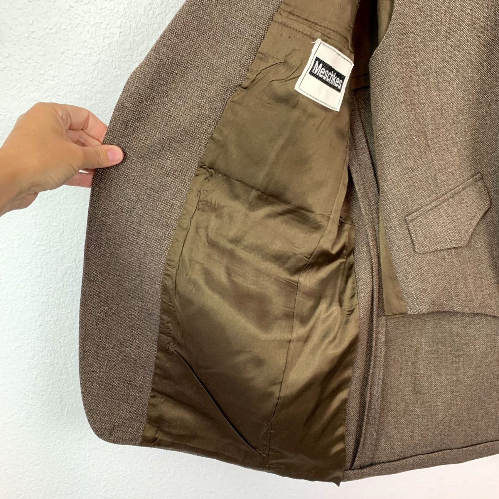 Vintage Vintage American Craftsman Brown 3 Piece Suit Jacket Vest Pants Hanger Rockabilly Mens 1980s Size 40R - 6 Thumbnail