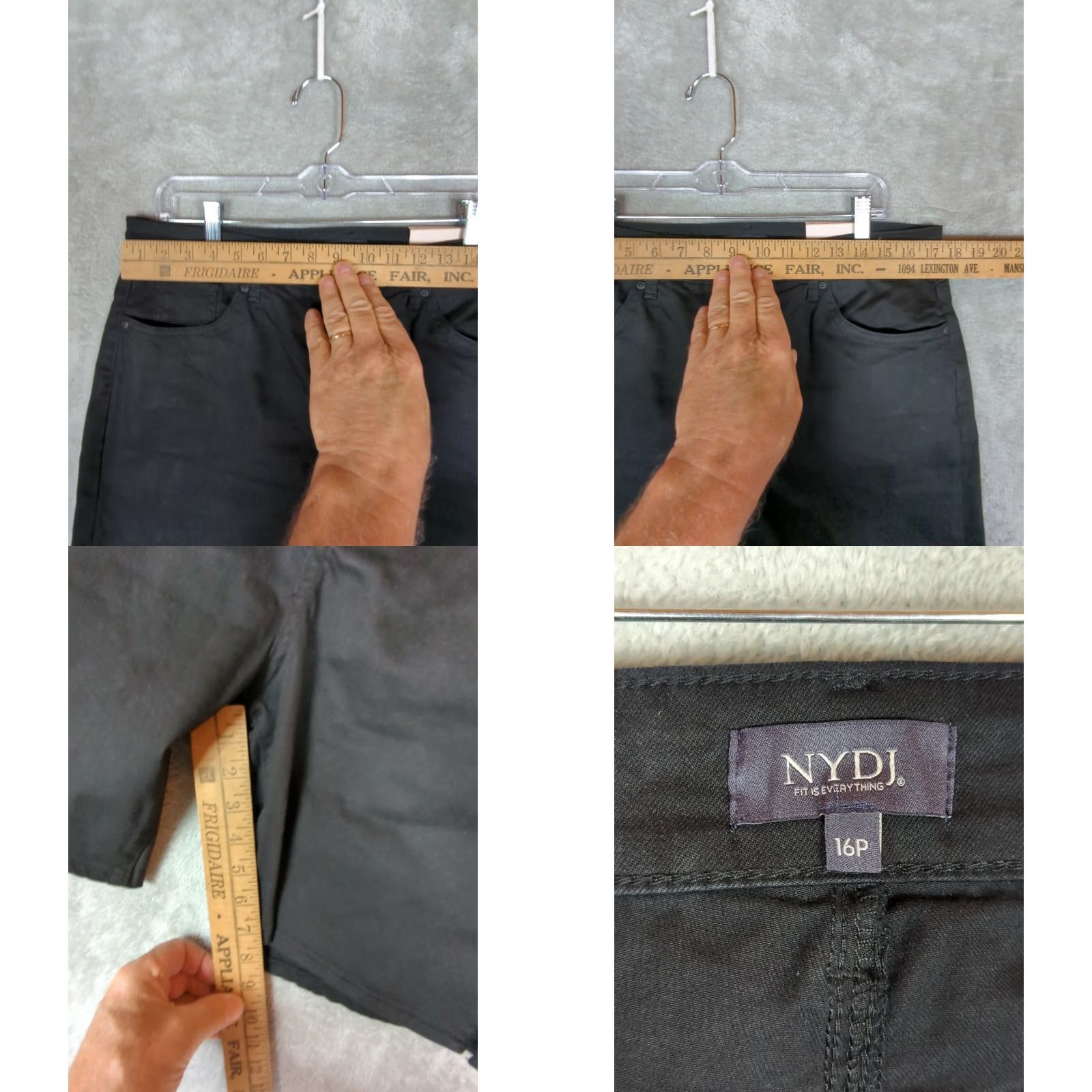 NYDJ NYDJ Bermuda Shorts 16P Black Ella Denim Zip Side Slits 5-Pocket Women’s Comfort Size 38" / US 16 / IT 52 - 9 Thumbnail