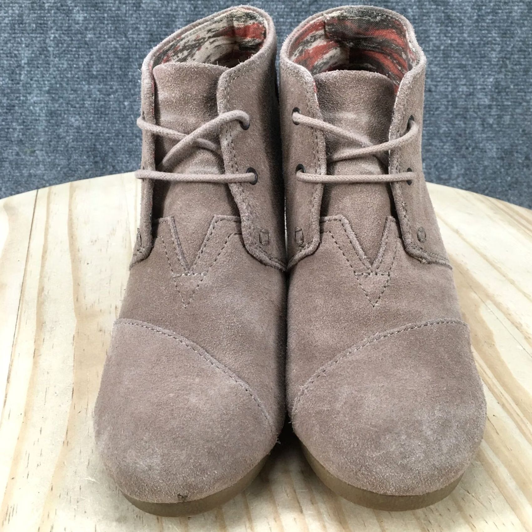 Toms TOMS Boots Womens 9 Casual Desert Wedge Ankle Bootie Brown Suede Leather Lace Up Size US 9 / IT 39 - 7 Thumbnail