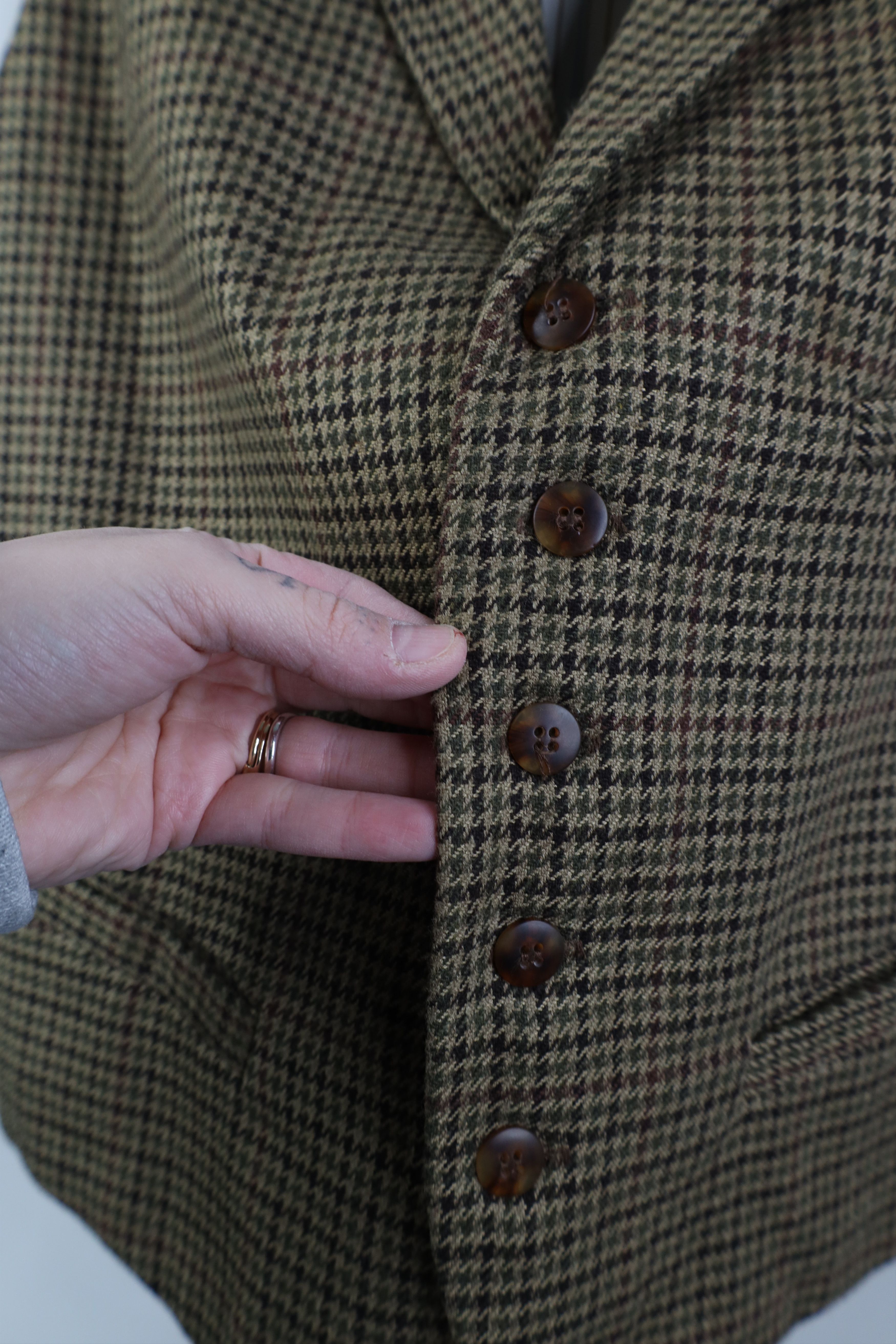 Vintage Vintage 90s Streetwear Back Suit Vest Jacket Houndstooth US Size US M / EU 48-50 / 2 - 4 Thumbnail