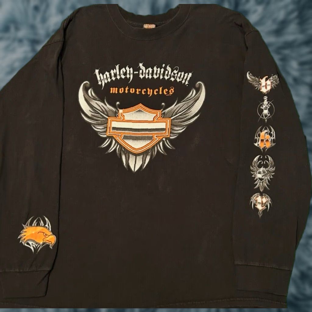Harley Davidson VINTAGE Harley-Davidson Long Sleeve Shirt 2XL Black 90s Y2K Biker Chrome Atlanta 2003 Mens Size US XXL / EU 58 / 5 - 1 Thumbnail