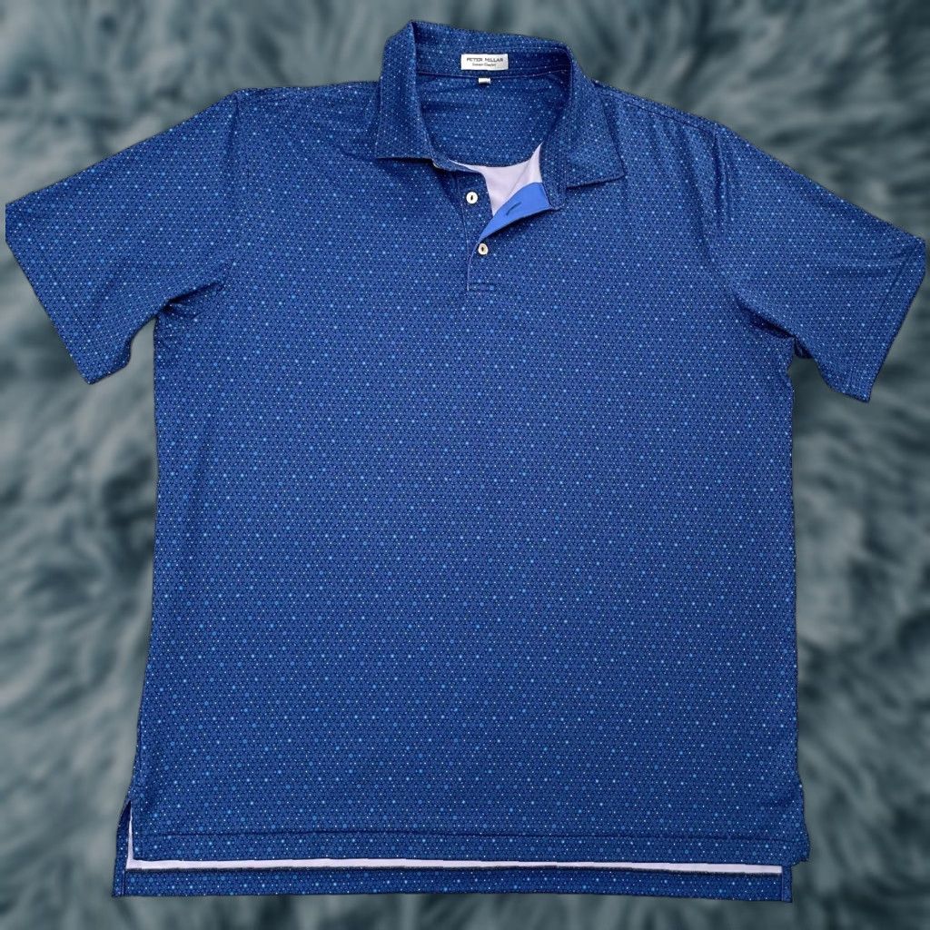 Peter Millar Peter Millar Polo Shirt Adult XL Extra Large Blue Golf All Over Print Stars Mens Size US XL / EU 56 / 4 - 1 Thumbnail