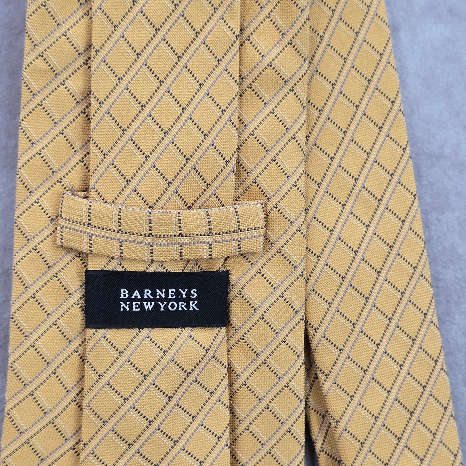 Barneys New York Barneys New York Yellow Plaid Stripe Italy Silk Neck Tie Size 30 - 4 Thumbnail