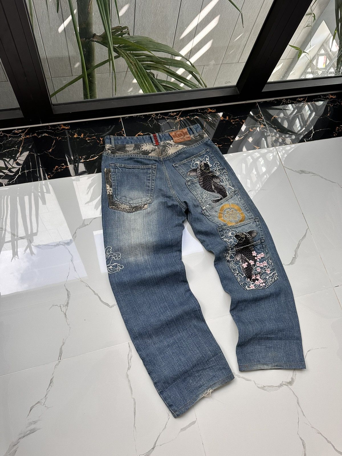 Japanese Brand × KARA × Vintage KARA KURI VINTAGE Y2K KOI FISH MULTI POCKET JEANS Size US 32 / EU 48 - 1 Thumbnail