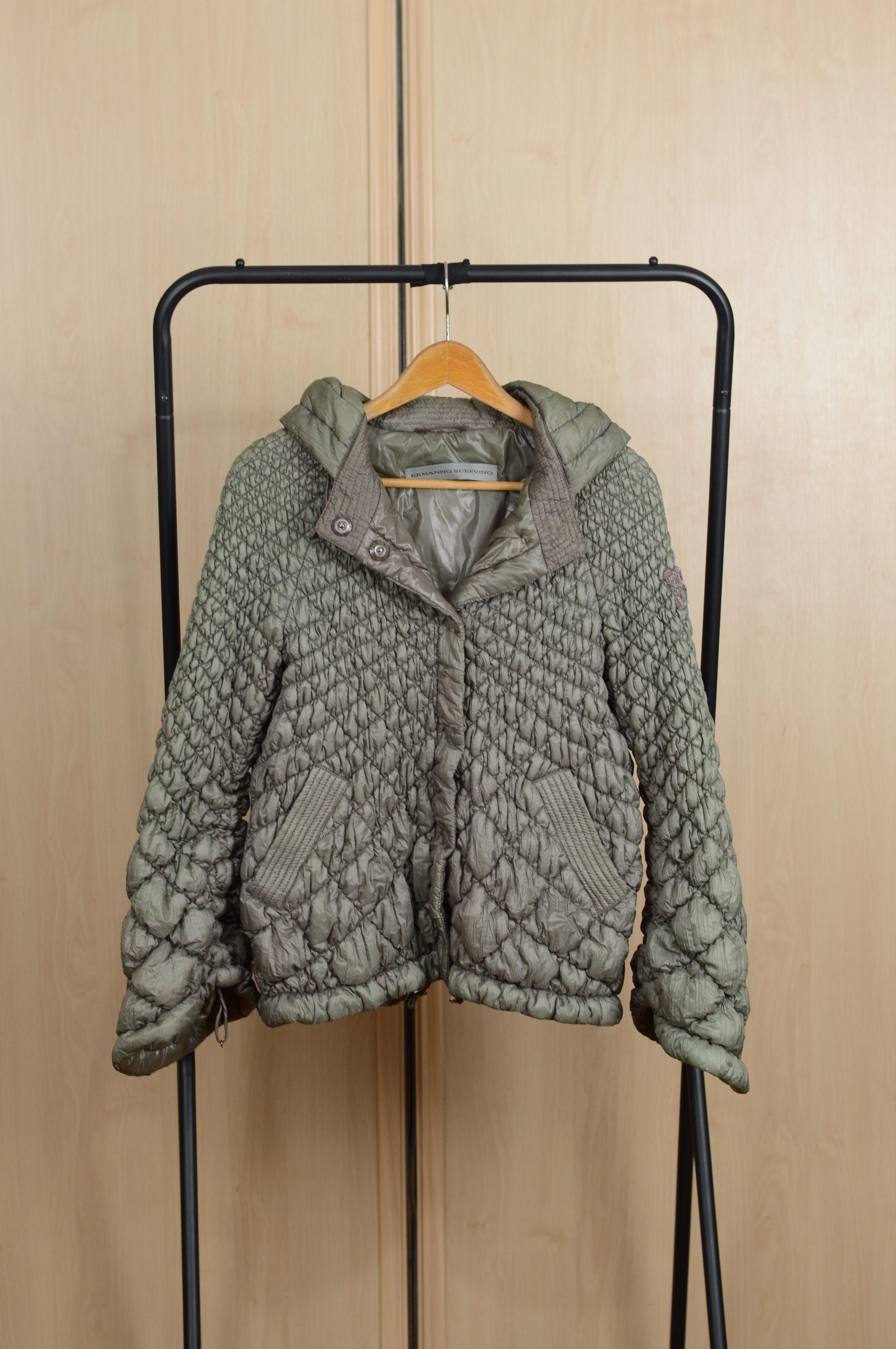 Ermanno Scervino Ermanno Scervino Quilted Hooded Jacket Olive Green Size S / US 4 / IT 40 - 1 Thumbnail