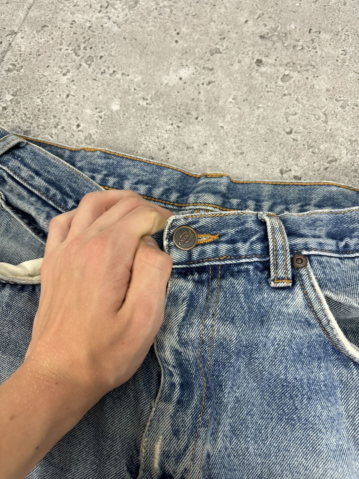 Dickies × Vintage Vintage 90s Dickies Distressed Blue Denim Baggy Work Pants Size US 34 / EU 50 - 8 Thumbnail