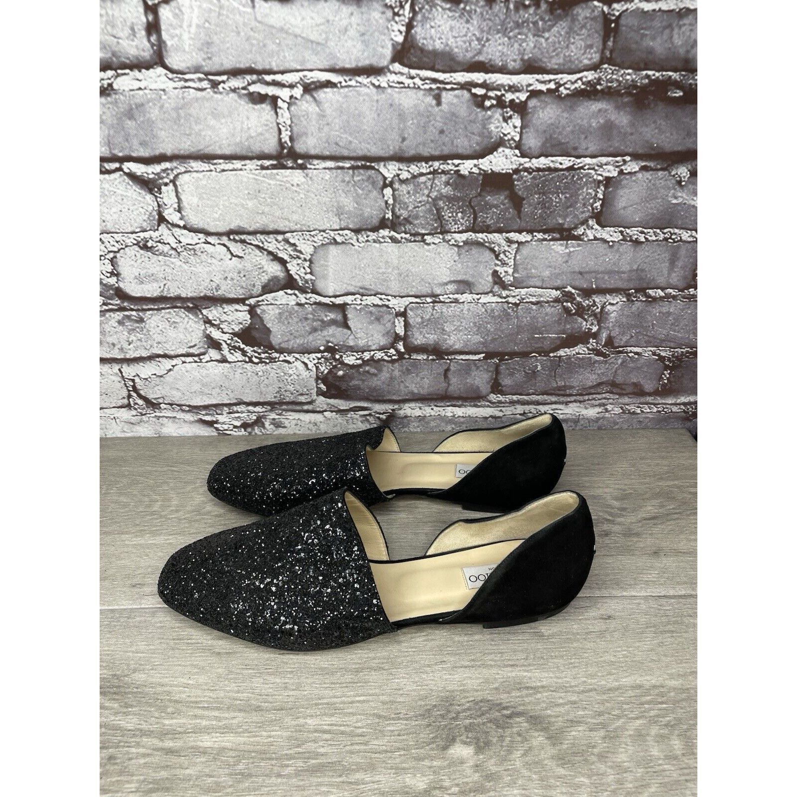 Jimmy Choo Jimmy Choo London Black Suede Leather Sparkle D’ Orsay Flats Size US 11 / IT 41 - 13 Thumbnail
