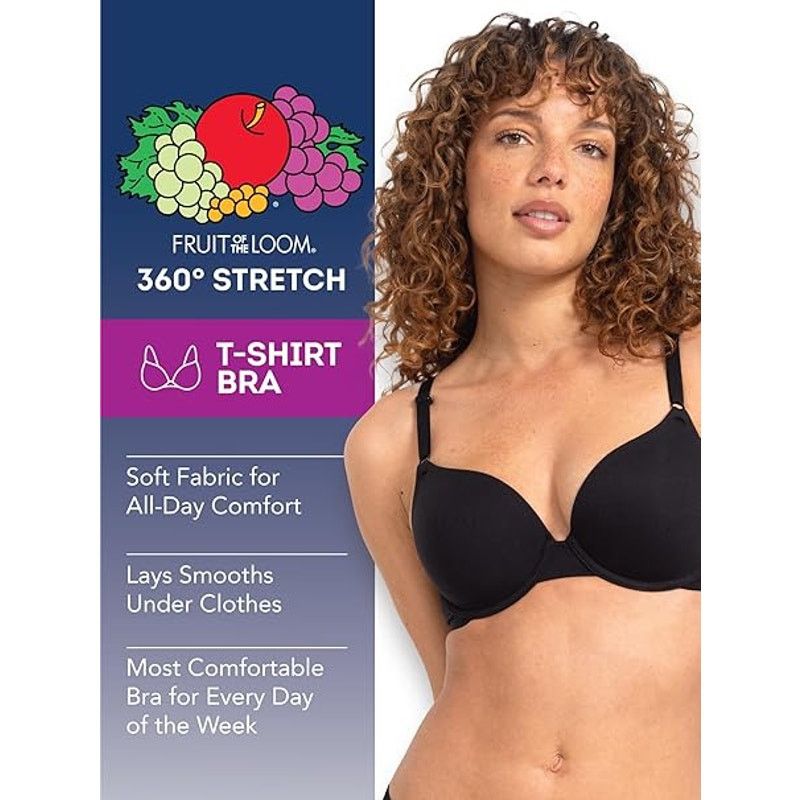 Fruit Of The Loom New 3-Pack Fruit of the Loom Womens 36C Cotton T-Shirt Bras Size ONE SIZE - 6 Thumbnail