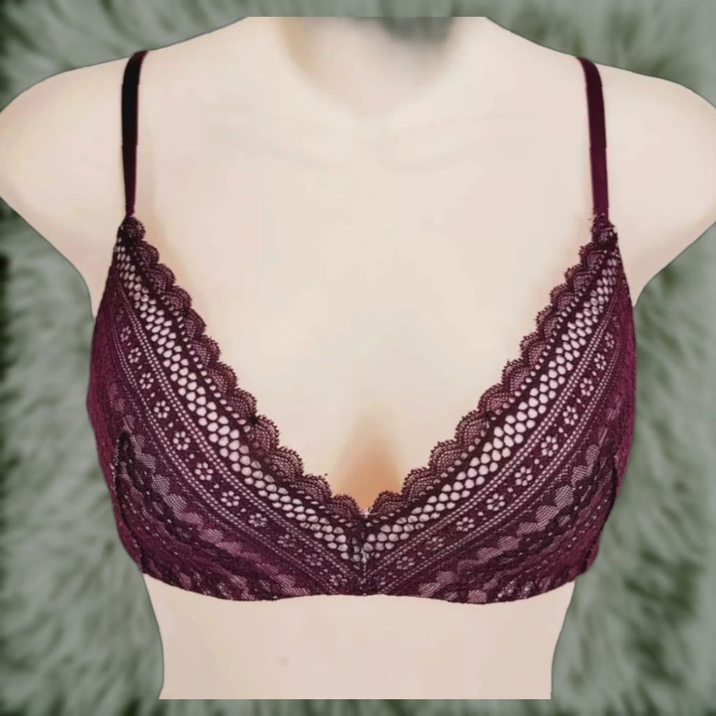 Victorias Secret Victoria's Secret Wireless Lined Bra 32D Pink Lace T-Shirt Classic Womens