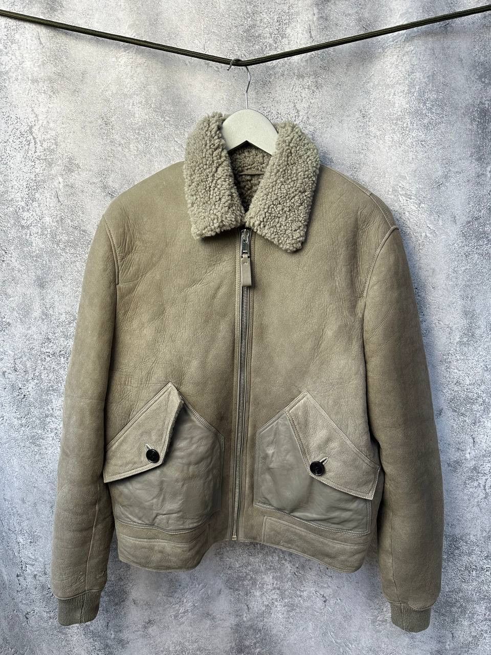 Reiss REISS Shearling Bomber Jacket Toni Grey Sheepskin Size US L / EU 52-54 / 3 - 1 Thumbnail