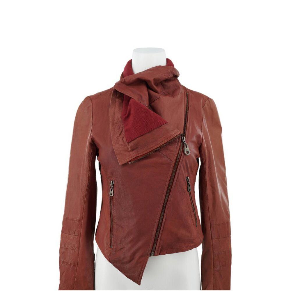 URBAN RESEARCH DOORS Doma Leather Asymmetrical Biker Moto Jacket Size 0 Size XS / US 0-2 / IT 36-38 - 4 Thumbnail