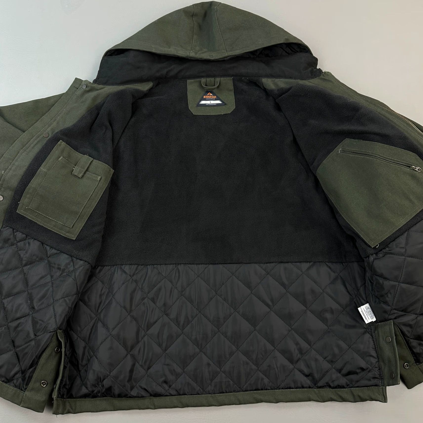 Vintage Ridgecut Toughshield Chore Jacket Mens Large Duck Canvas Fleece Lined Hooded Green Winter Fall Jacket Mens L Regular Size US L / EU 52-54 / 3 - 7 Thumbnail