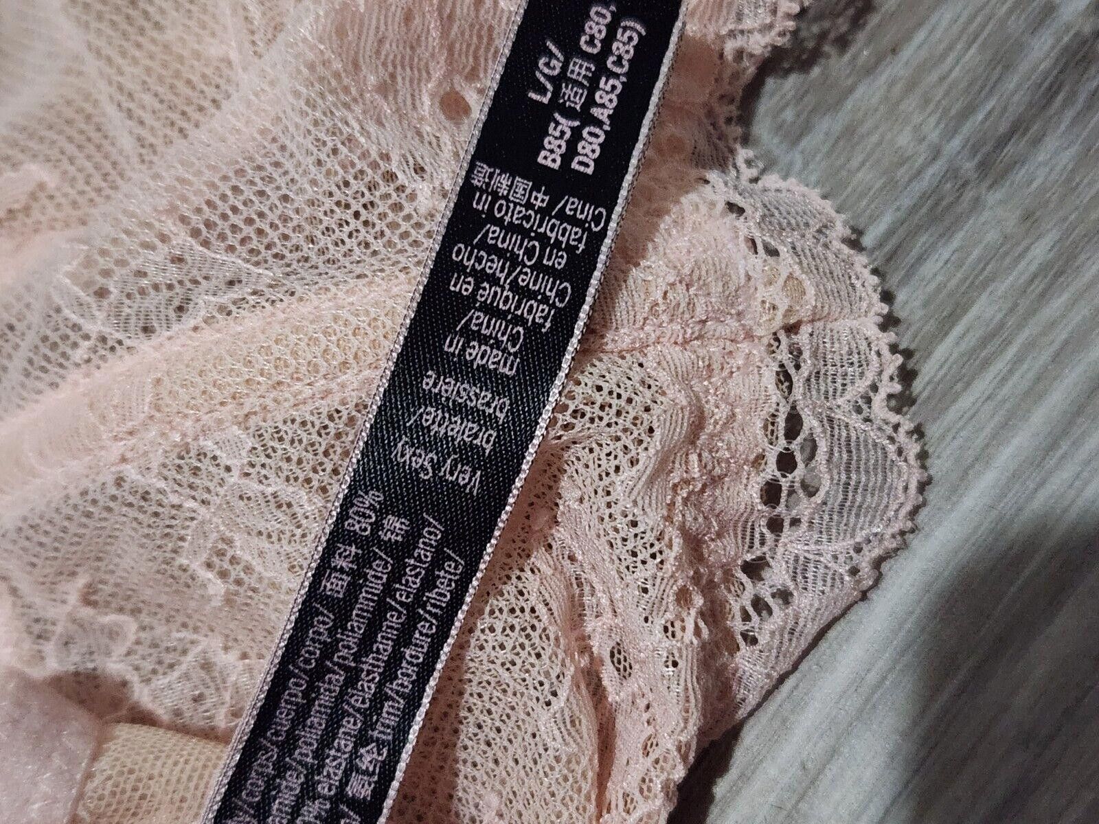 Designer Victoria Secret Bralette Large Peach Pink High Neck Lace Size ONE SIZE - 3 Thumbnail