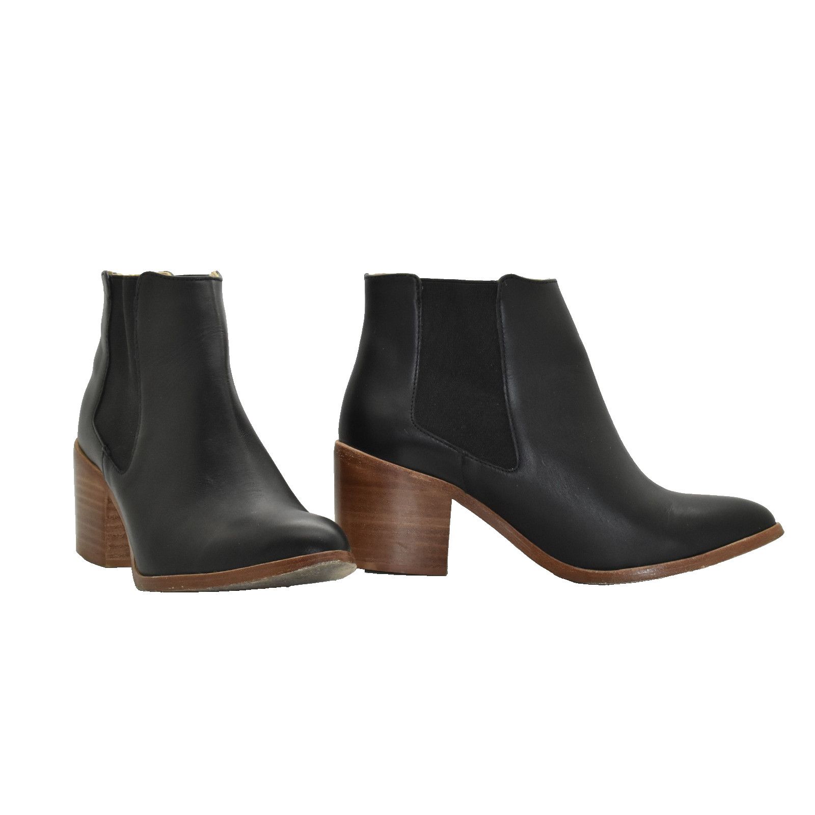 NISOLO Leather Block Heel Chelsea Ankle Boot Shoes Size 7.5