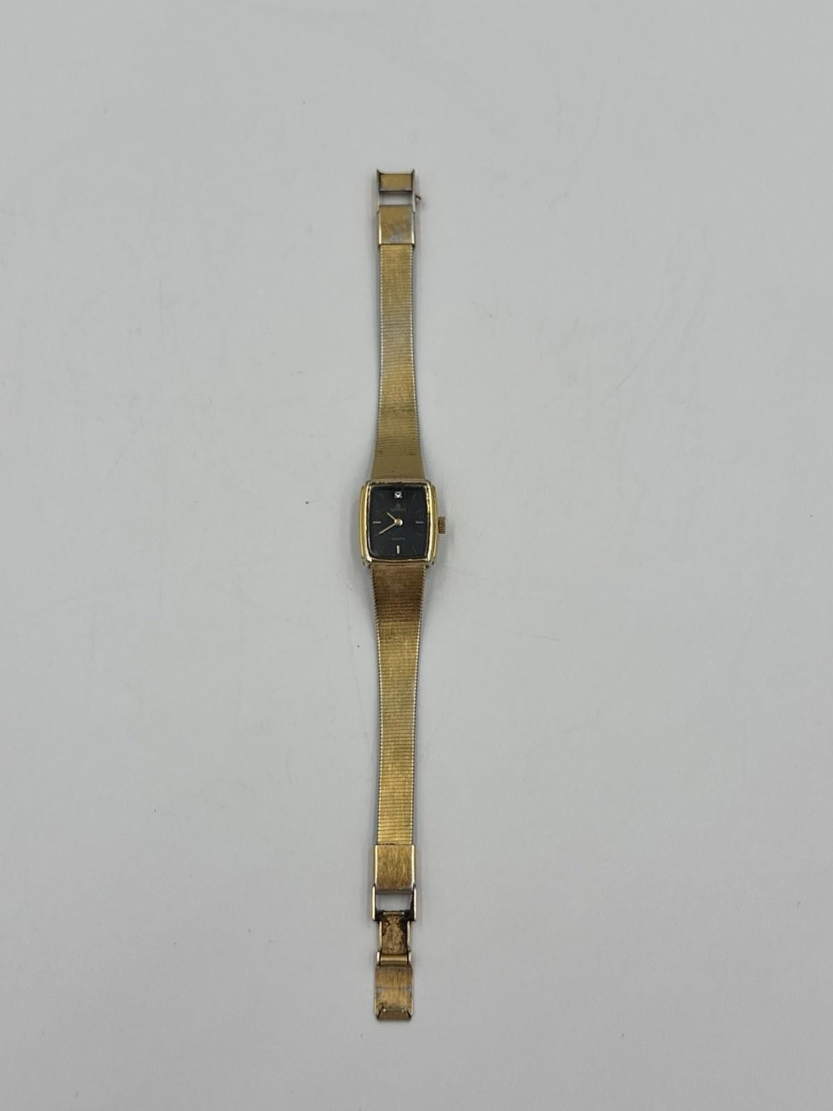 Lotus Shoes Vtg Lorus Watch Women V232-5490 16mm Gold Tone Black Dial Size ONE SIZE - 3 Thumbnail