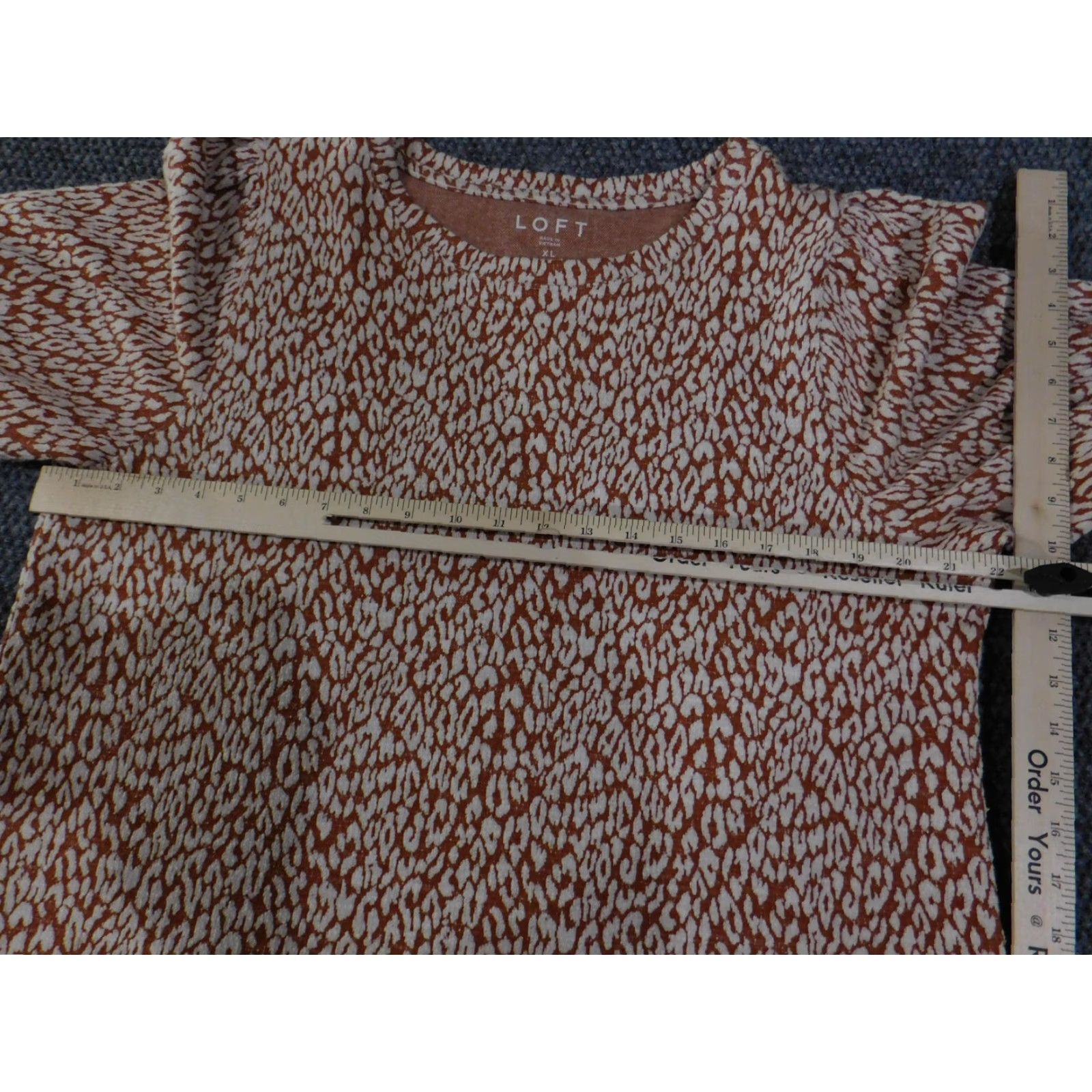 Loft LOFT Shirt Womens XL Brown White Leopard Animal Print Short Sleeve Crewneck Size XL / US 12-14 / IT 48-50 - 6 Thumbnail