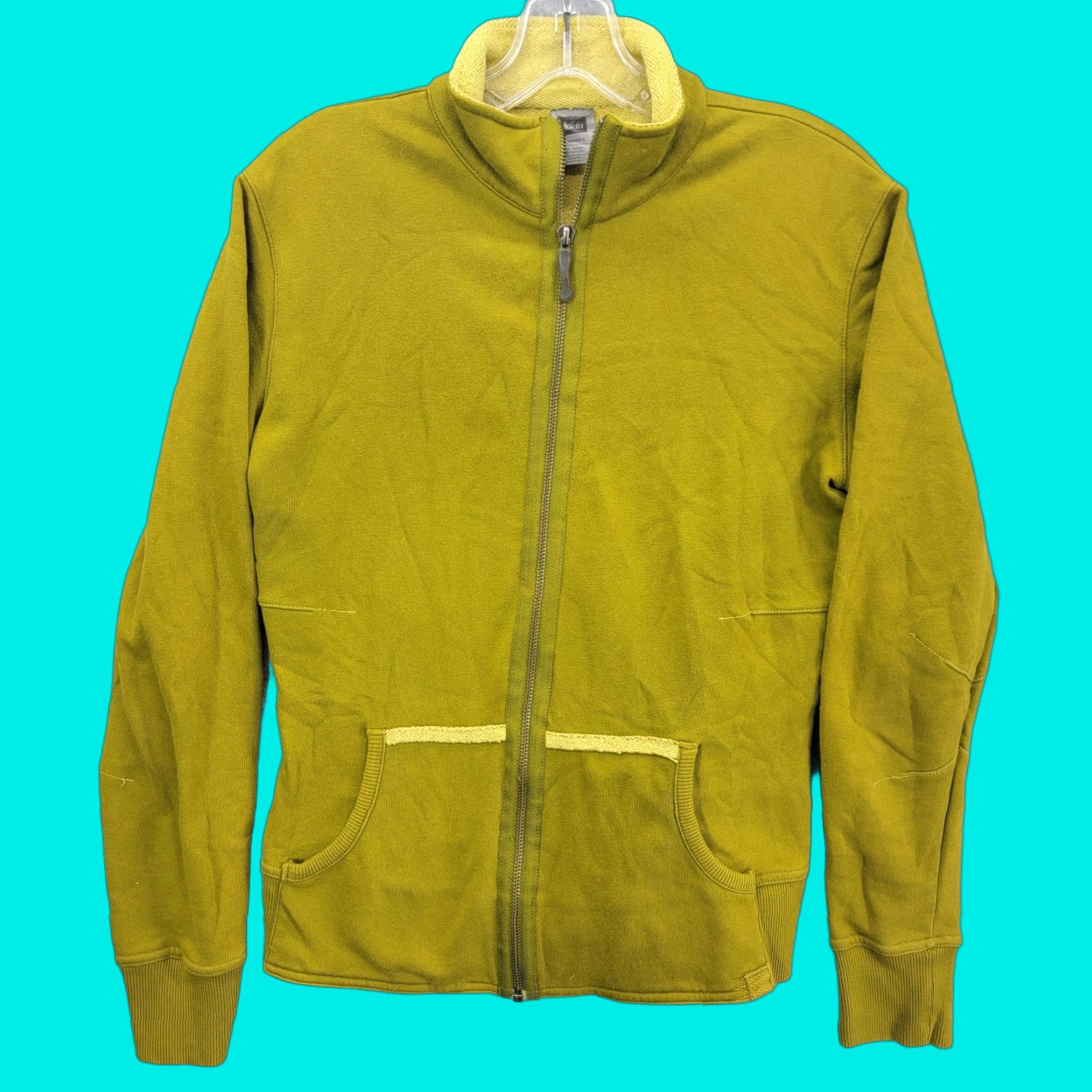 Vintage REI Jacket Womens Large Turtleneck Activewear Cotton Blend Track Jacket with Full Zip Pockets Green Size L / US 10 / IT 46 - 1 Thumbnail