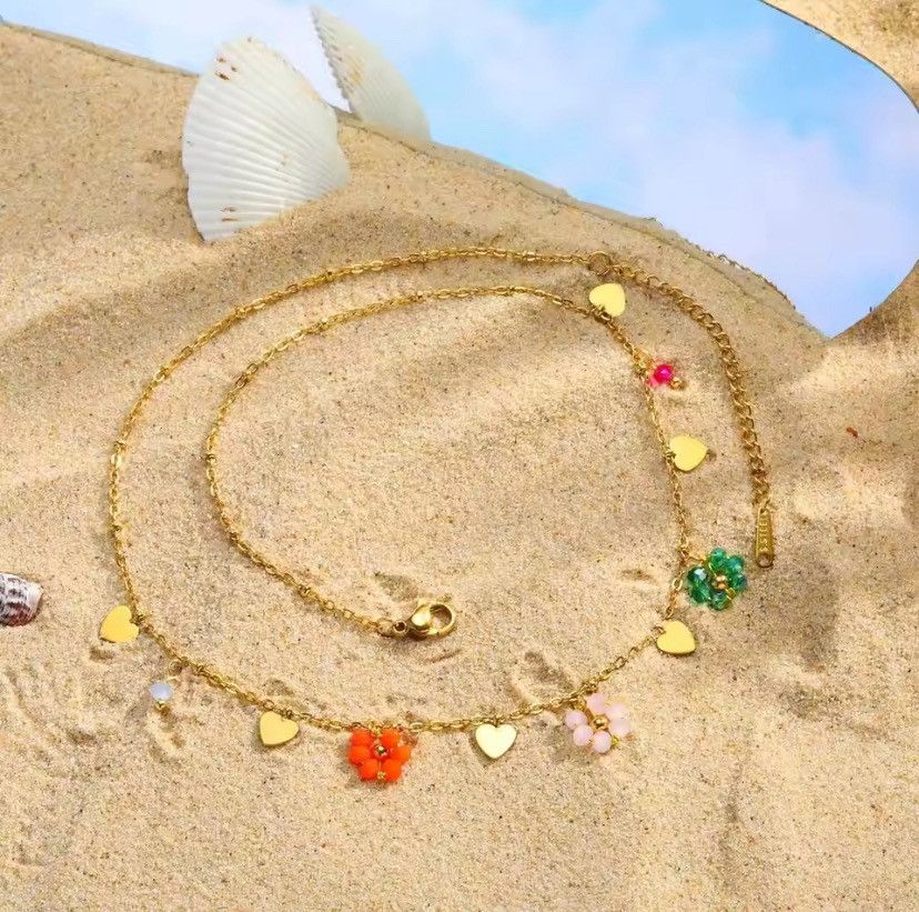 Other Colored Crystal Flower Love Chain Necklace Size ONE SIZE - 2 Thumbnail