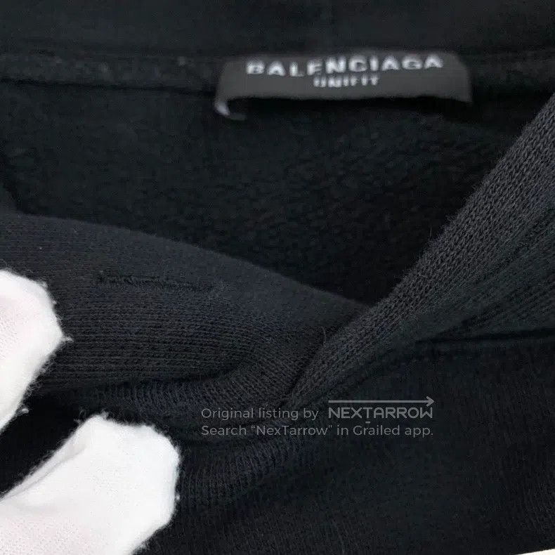 Balenciaga Balenciaga Black Fringe Printed Cotton Hooded Long Sleeve Size US XS / EU 42 / 0 - 8 Thumbnail