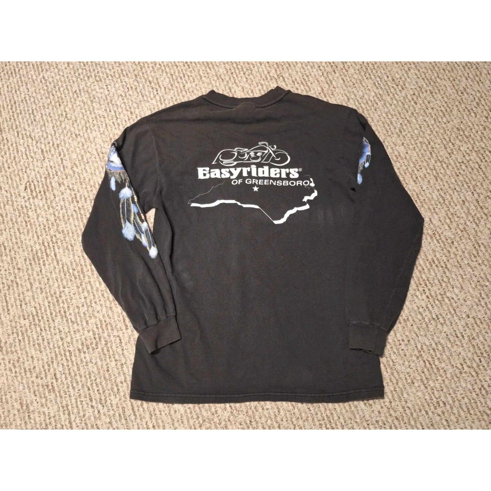 Hanes VINTAGE Easyriders Wolf Biker Shirt Long Sleeve Hanes Mens M Black Crew Neck Cotton Graphic Print Size US M / EU 48-50 / 2 - 3 Thumbnail