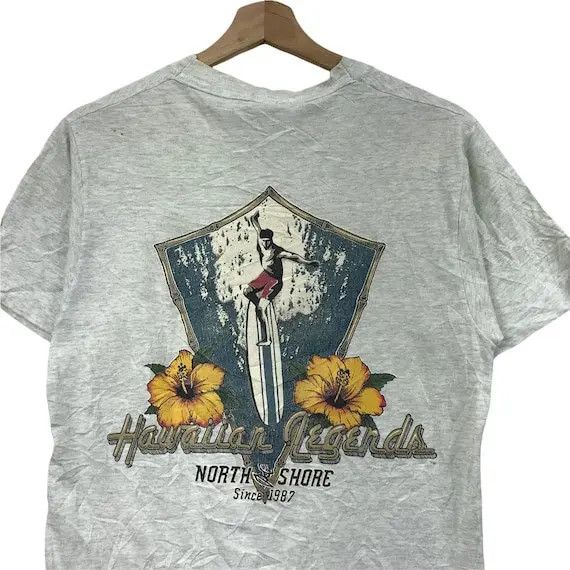Vintage Vtg 90’ HAWAIIAN LEGENDS North Shore Surfing Tee Shirt Size US S / EU 44-46 / 1 - 6 Thumbnail
