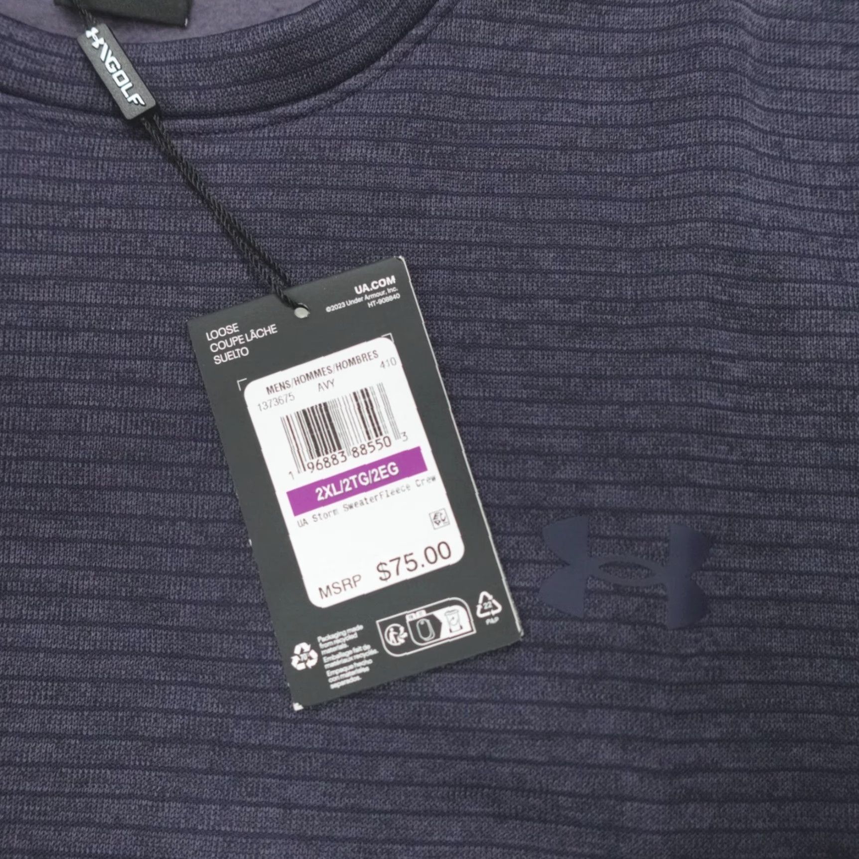 Under Armour Under Armour UA Golf Storm Fleece Sweater Mens 2XL Striped Sweatshirt Pullover Crew Neck Blue 1373675-410 Size US XXL / EU 58 / 5 - 3 Thumbnail