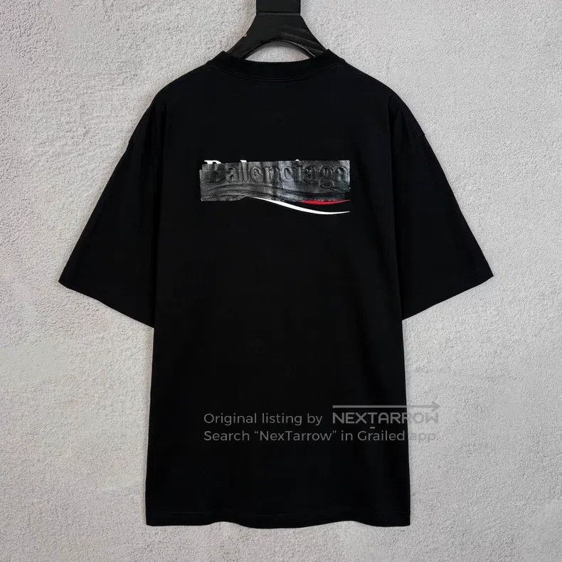 Balenciaga Balenciaga Tape遮挡 Wave Logo Round Neck Short Sleeve T-Shir Size US XS / EU 42 / 0 - 2 Thumbnail