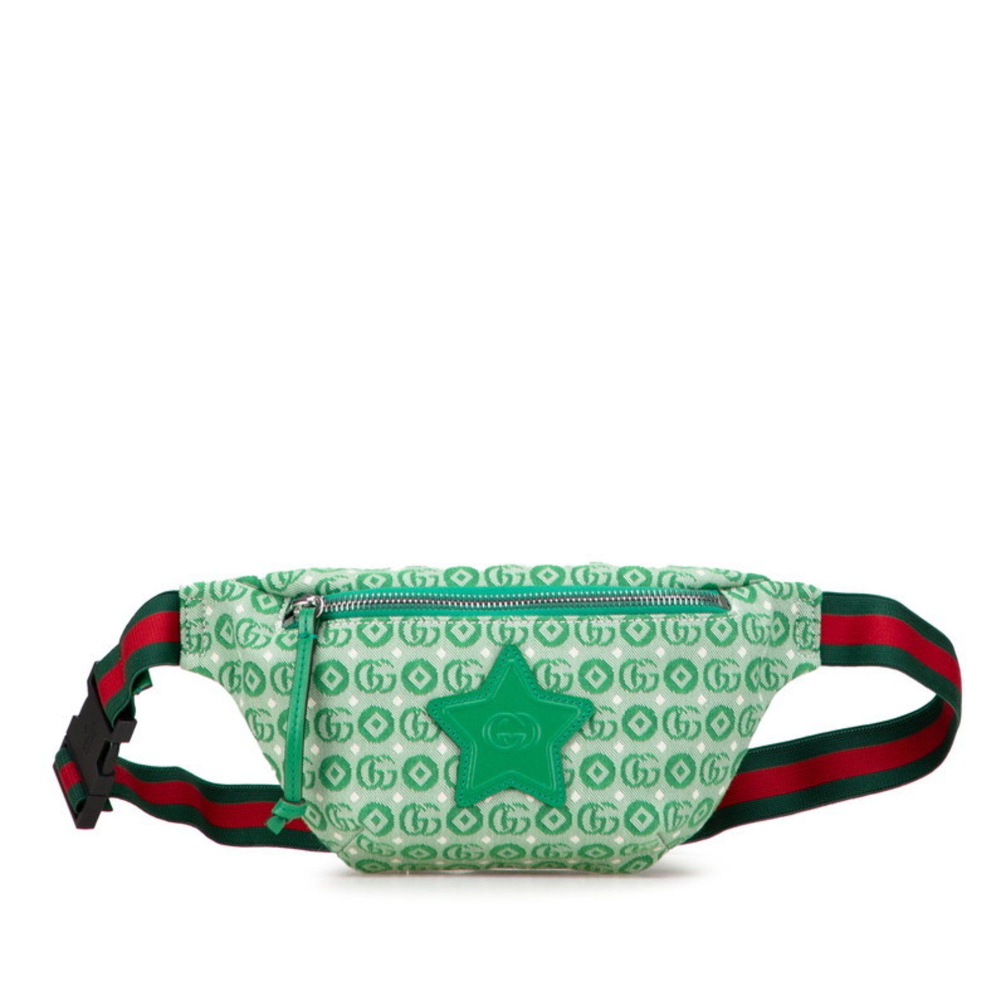 Gucci Gucci Children's GG Logo Star Waist Bag/Body Bag 502095 Green Canvas and Leather Women's GUCCI Size ONE SIZE - 1 Thumbnail