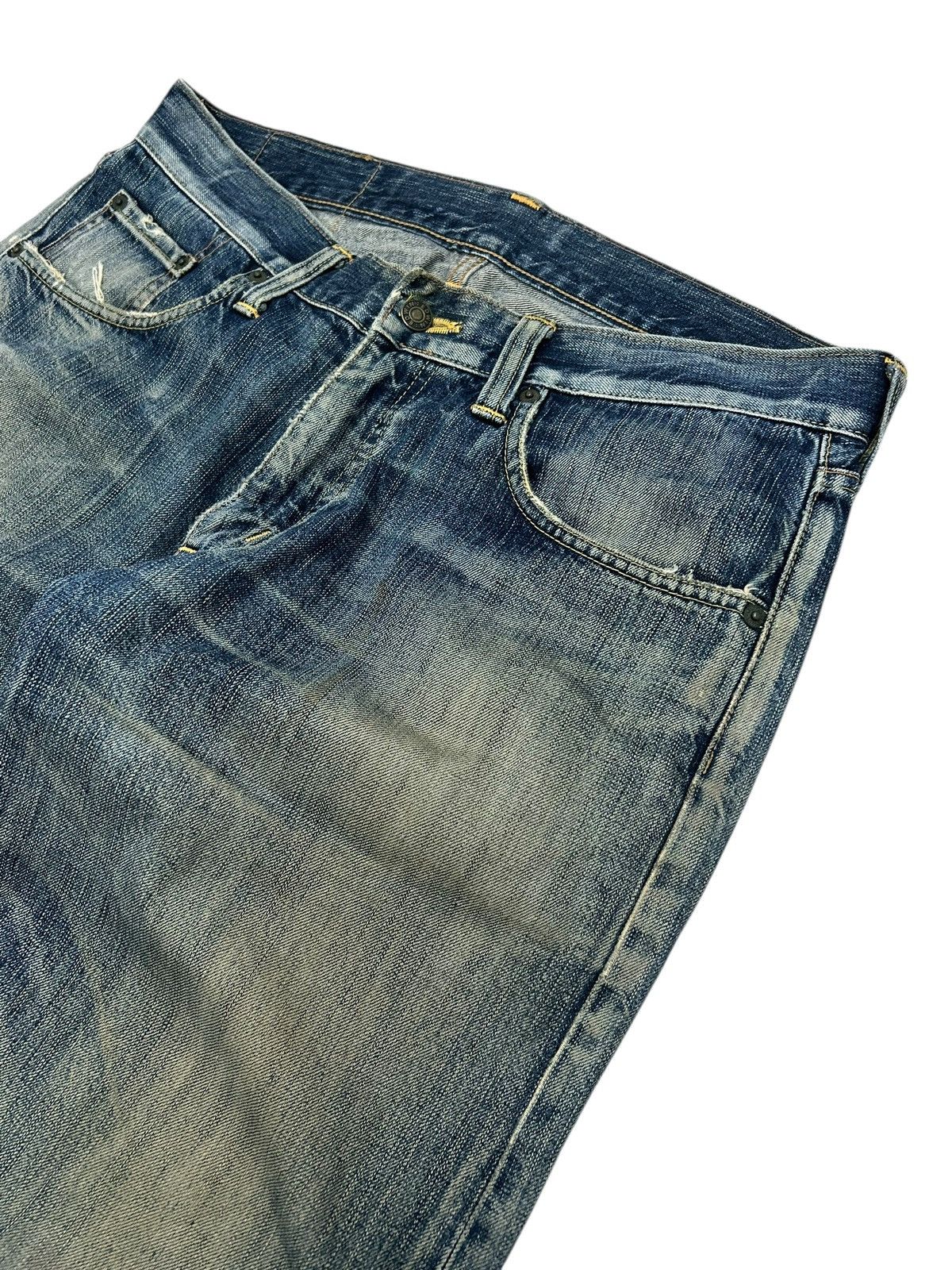 Edwin × Japanese Brand Edwin 503 Blue Trip Mud Washed Baggy Distressed Denim Size US 35 - 10 Thumbnail