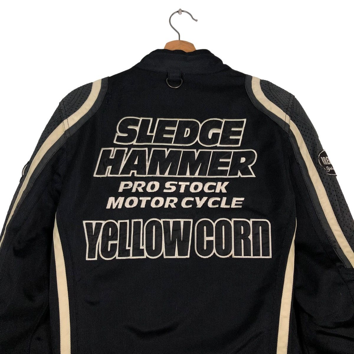 🔥VINTAGE BIKER RACING JACKET YELLOW CORN SLEDGE HAMMER