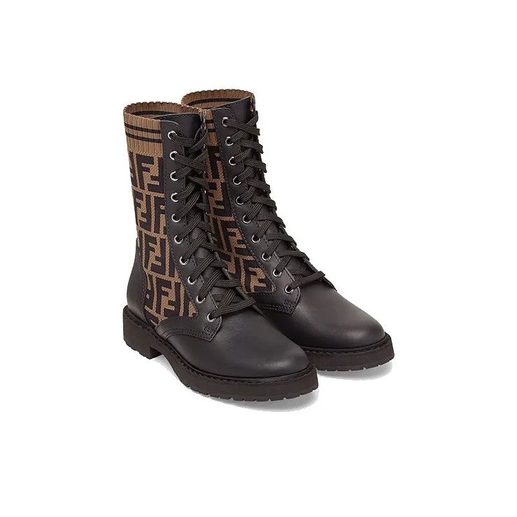 Fendi o1w1db10325 8T6780 Rockok Boots in Black & Brown Size US 7 / IT 37 - 3 Thumbnail