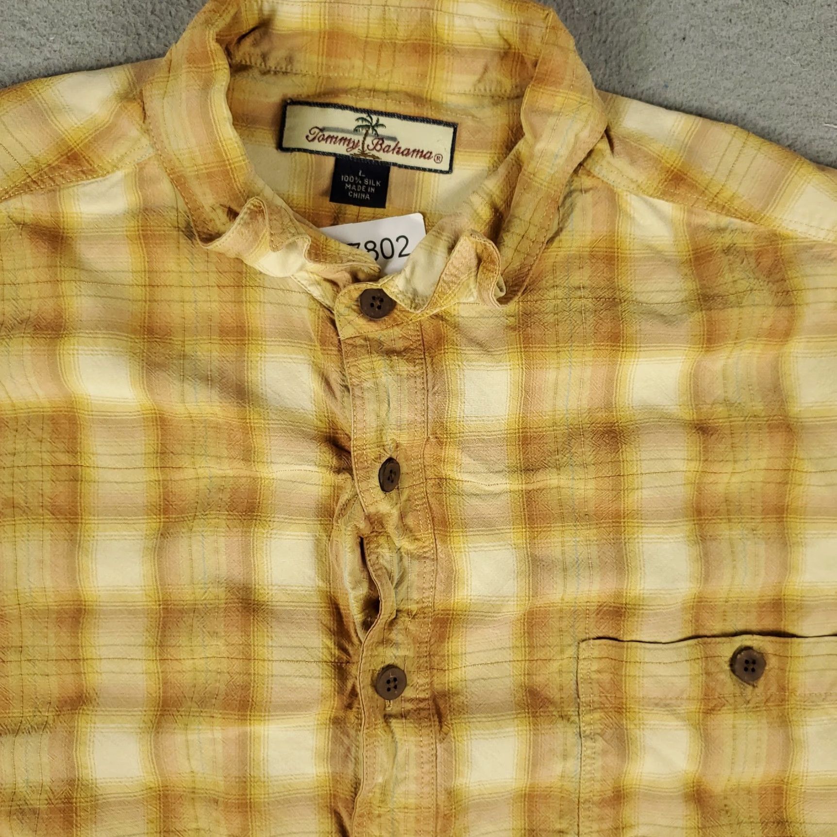 Tommy Bahama Tommy Bahama Button-Up Shirt Mens Large Brown Yellow Plaid Silk Long Sleeve Casual Classic Size US L / EU 52-54 / 3 - 2 Thumbnail