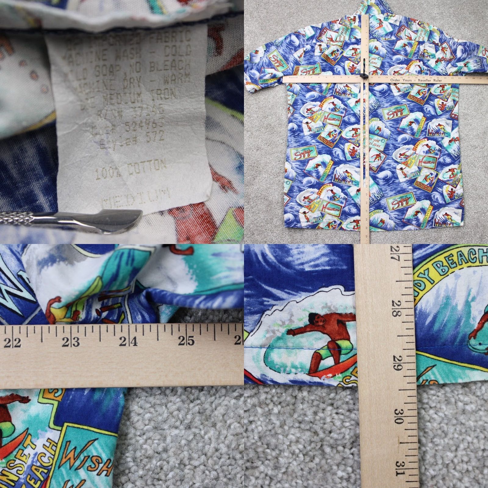 Hilo Hattie Hilo Hattie Shirt Men Medium Blue Surfing All Over Print Cotton Short Sleeve AOP Vintage Floral Button-Up Size US M / EU 48-50 / 2 - 8 Thumbnail