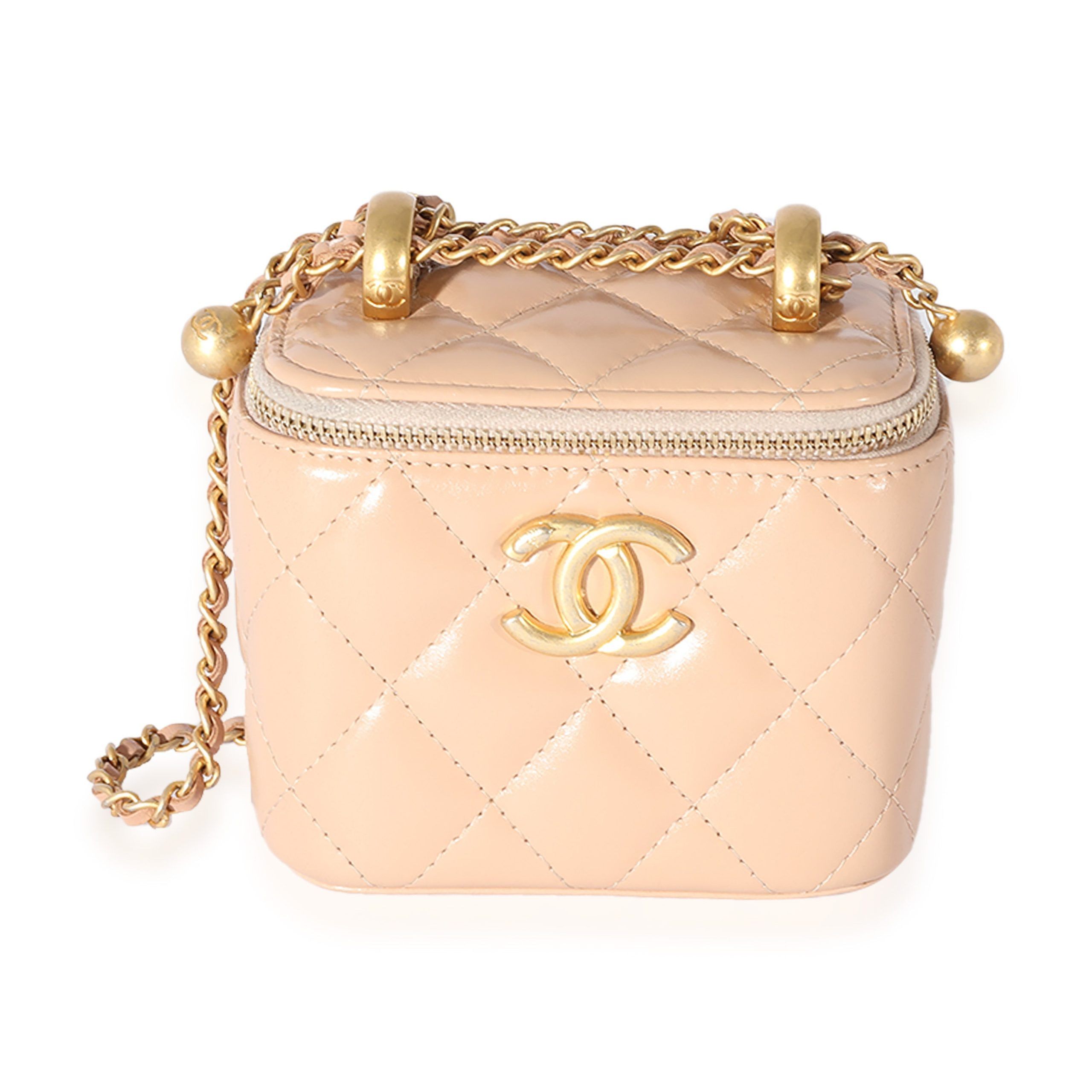 image of Chanel Pink Quilted Lambskin Pearl Crush Mini Vanity Case, Women's