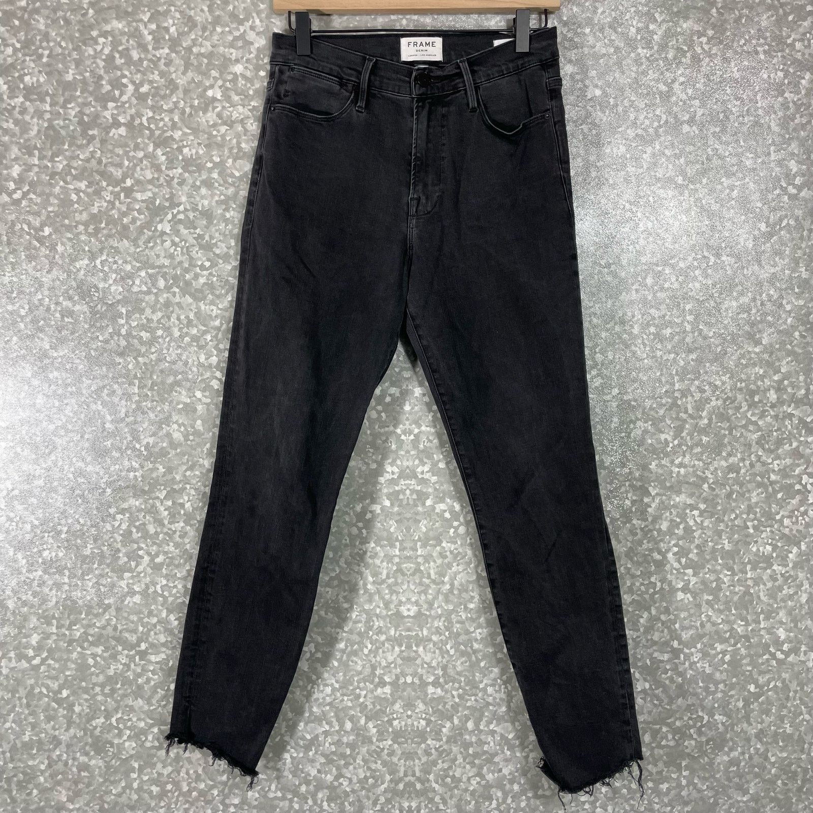 Frame Frame Denim Black Le High Skinny Ripped Raw Hem Ankle Jeans Size 30" / US 8 / IT 44 - 2 Thumbnail